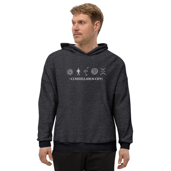 Constellation City Embroidered Unisex sueded fleece hoodie